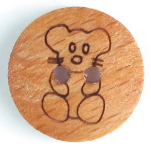 Kinderknopf Echtholz Teddybär